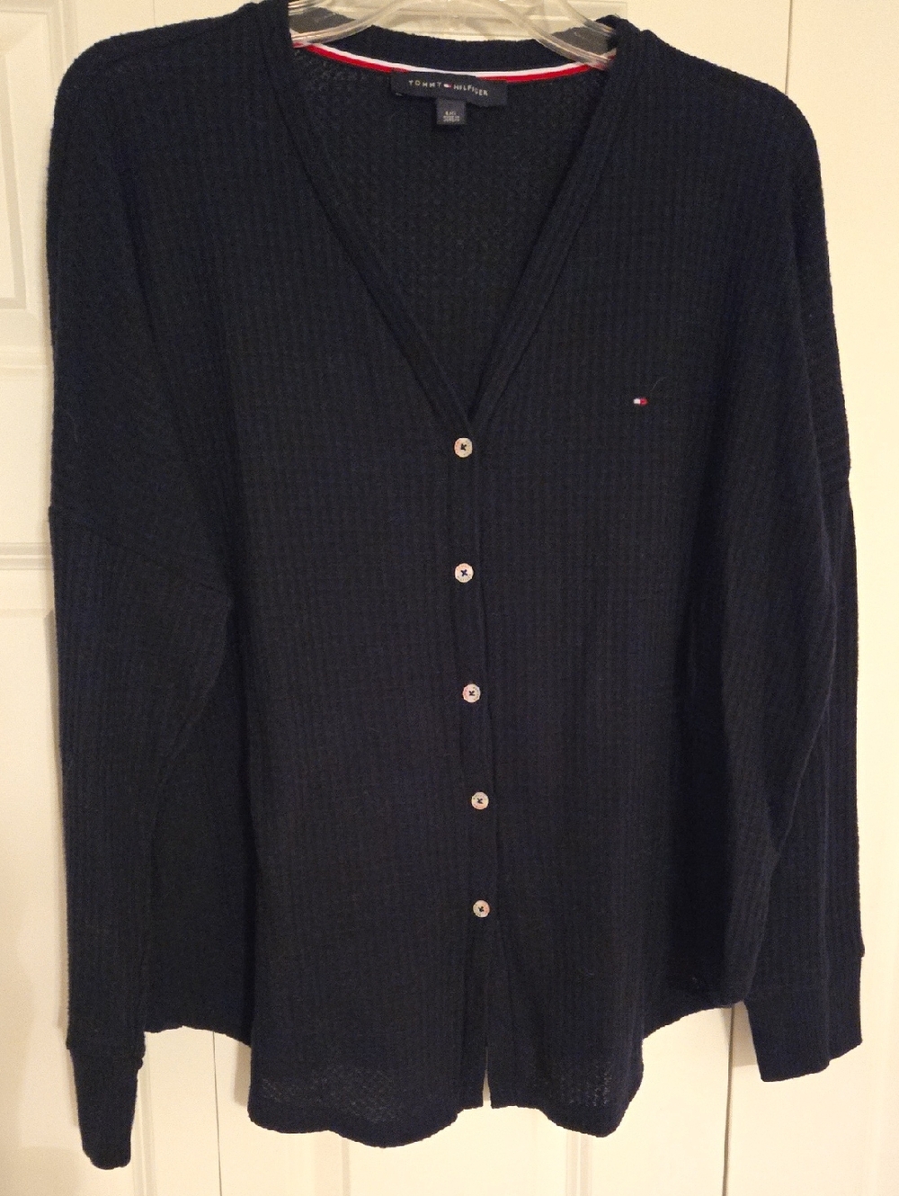 Tommy Hilfiger Navy Blue V-Neck Button Front Cardigan